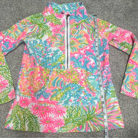 Lilly Pulitzer Sweatshirt Womens Small Floral Skipper Multi 1/2-zip 33261 - Picture 2 of 9